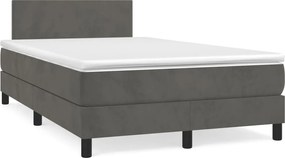 vidaXL Pat box spring cu saltea, gri închis, 120x200 cm, catifea