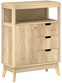 HOMCOM Bufet salon mobilier de depozitare cu dulap cu uși, raft reglabil și raft deschis, 60x30x81cm, lemn natural | Aosom Romania