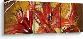Tablou cu flori de crini (cu ceas) (90x30 cm)