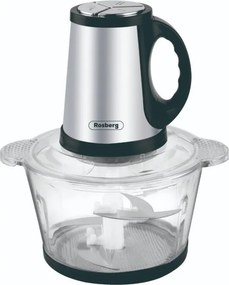 La mâna a doua: Tocator de bucatarie Rosberg R51111F, 400W, 2L, Recpient de sticla, 4 cutite, 3 viteze, Inox/negru