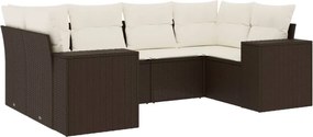 vidaXL Set canapele de grădină cu perne, 6 piese, maro, poliratan