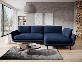 Coltar extensibil SOLANO, sezlong dreapta, stofa clasica albastru inch