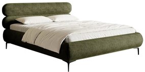 Pat matrimonial 160 cm Rirri 160 (cu somieră) (cu sp. depozitare) (măslin + negru). 1099847