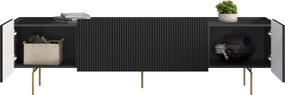Dulap TV Malmi 200 cm - negru mat / picioare aurii