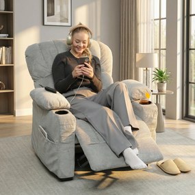 HOMCOM Fotoliu Relax Electric Reclinabil 150° cu Suport pentru Picioare, Șezut Lat, Silențios, Catifea, Gri | Aosom Romania