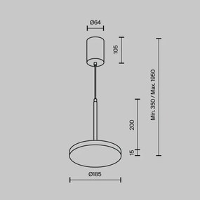 Lustră LED pe cablu Maytoni P076PL-L12W3K-BS PLATO LED/12W/230V 3000K auriu