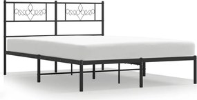 vidaXL Cadru de pat metalic cu tăblie, negru, 140x190 cm