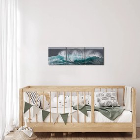 Tablou - Valuri pe ocean (cu ceas) (90x30 cm)