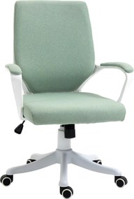 Vinsetto Scaun de birou Scaun de birou cu suport lombar ergonomic reglabil in inaltime gros captusit ergonomica roti pivotante 360° Poliester Nylon PP Verde+Alb 62x69x92-100 cm | Aosom Romania