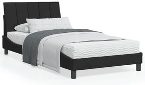 vidaXL Pat cu saltea, negru, 100x200 cm, catifea
