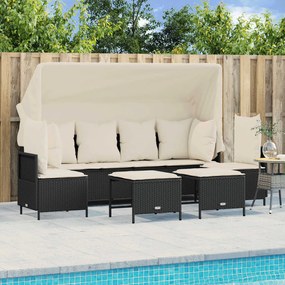 3261551 vidaXL Set mobilier de grădină cu perne, 5 piese, negru, poliratan