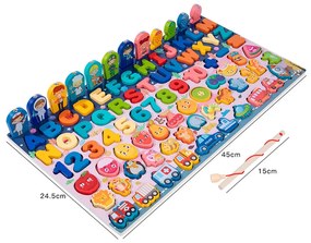 Jucărie Montessori din lemn 6 în 1, educativă și care potrivește formele