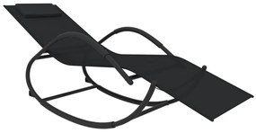 Sezlonguri balansoar de plaja, 2 buc., negru, otel  textilena 2, Negru