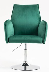 HR280N Scaun Verde din Catifea cu Bază Cromata