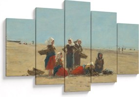 Tablou - Eugène Boudin, Women on the Beach at Berck, reproducere (150x105 cm)