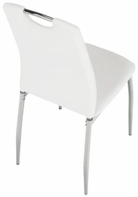 Scaun dining, piele ecologica alba crom, ERVINA