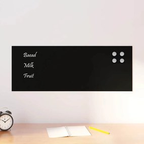 vidaXL Tablă magnetică de perete neagră 80x30 cm, sticlă securizată