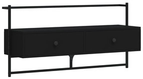 833458 vidaXL Dulap TV montat pe perete negru, 100,5x30x51 cm, lemn prelucrat