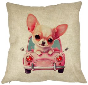 Perna Decorativa Patrata Chihuahua Love, 40x40 cm, Husa Detasabila, Burduf