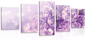 Tablou 5-piese floare violetă de liliac
