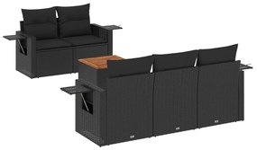 3256776 vidaXL Set mobilier de grădină cu perne, 6 piese, negru, poliratan