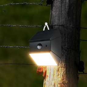 Aplică solară de perete cu senzor, LED 2,5 W / 3,7 V, IP65, 1200 mAh, negru