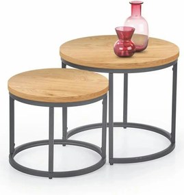 Set 2 masute cafea OREO, stejar auriu/negru