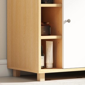 HOMCOM Dulap Sub Chiuvetă cu 2 Uși cu Închidere Lentă și 6 Rafturi Lemn natural | Aosom Romania
