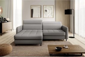 Colțar gri extensibil/cu spațiu de depozitare cu tapițerie din catifea (cu colț pe partea stângă/cu șezlong) Gomsi – ELTAP