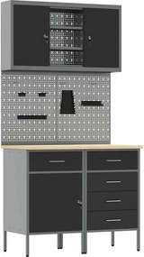 vidaXL Set de dulapuri de lucru cu sertar cu raft Manual 5 pcs Negru