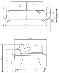 Canapea AVESTA, 2 locuri, antracit