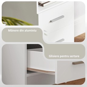 HOMCOM Birou pentru Calculator cu 3 Sertare și Spațiu de Depozitare, 100x40x75 cm, Alb | Aosom Romania