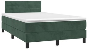 Pat box spring cu saltea, verde inchis, 120x200 cm, catifea Verde inchis, 120 x 200 cm, Benzi orizontale