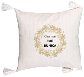Perna Decorativa cu Franjuri pentru Bunica 4, 45x45 cm, Cu fermoar