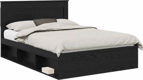 vidaXL Cadru de pat cu headboard Negru 150 x 200 cm Lemn de pin masiv