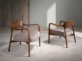 Fotoliu design modern din lemn tapitat din piele eco Mink