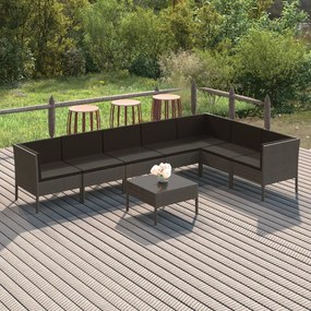 3094430 vidaXL Set mobilier de grădină cu perne, 8 piese, gri, poliratan