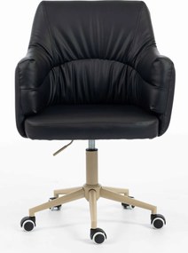 HR840K Scaun Negru Piele Ecologica cu Bază Crem