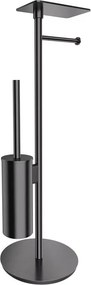 Suport hartie freestanding Omnires Modern Project cu spatiu pentru perie si raft finisaj antracit periat