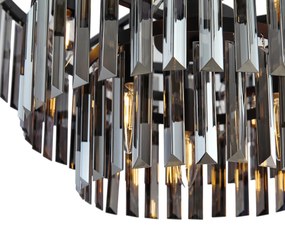 Candelabru modern negru cu sticlă fumurie, 9 lumini - Amel