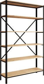 Raft metalic pentru carti, 110x180.2x30 cm, Ralph, ADRK Furniture (Culoare: Negru / Alb Lucios)