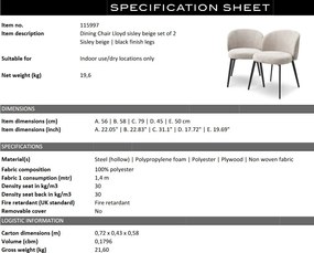 Set de 2 scaune design LUX Lloyd, Sisley bej