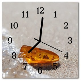 Ceas de perete din sticla pătrat Amber de aur
