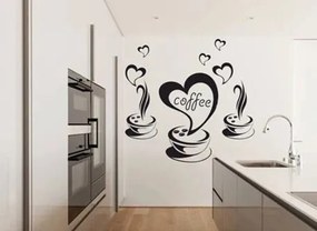 Autocolant de perete pentru bucătărie cu motiv de cafea și inimi 50 x 100 cm