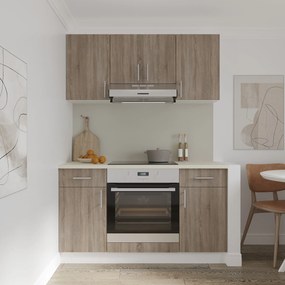 Set haaus V5, Stejar Sonoma Inchis/Alb, Blat Thermo 28 mm, L 140 cm