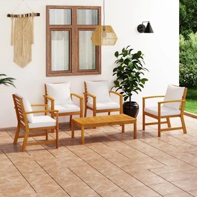 3057790 vidaXL Set mobilier de grădină cu perne, 5 piese, lemn masiv acacia