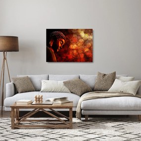 Tablou pe sticlă - Buddha în nuanțe roșii (70x50 cm)