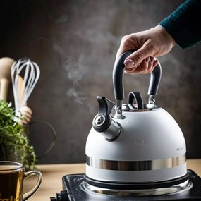 Resigilat: Ceainic cu fluier Kinghoff KH 1852, 1.8 l, Inductie, Maner izolat termic, Alb