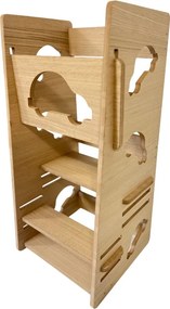 Turn de invatare - learning tower mdf furniruit nuanta stejar masinuta