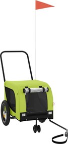 vidaXL Remorcă bicicletă animale companie, verde/negru, oxford/fier